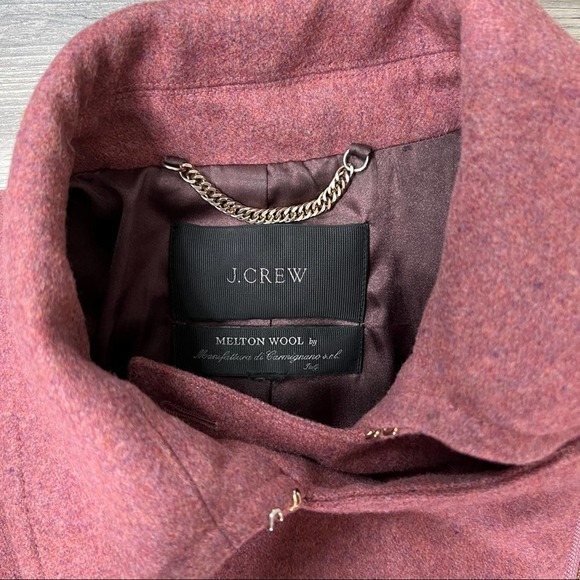 J. Crew Belted Mauve (Rosewood) Pink Coat Italian Wool Melton - Picture 4 of 9